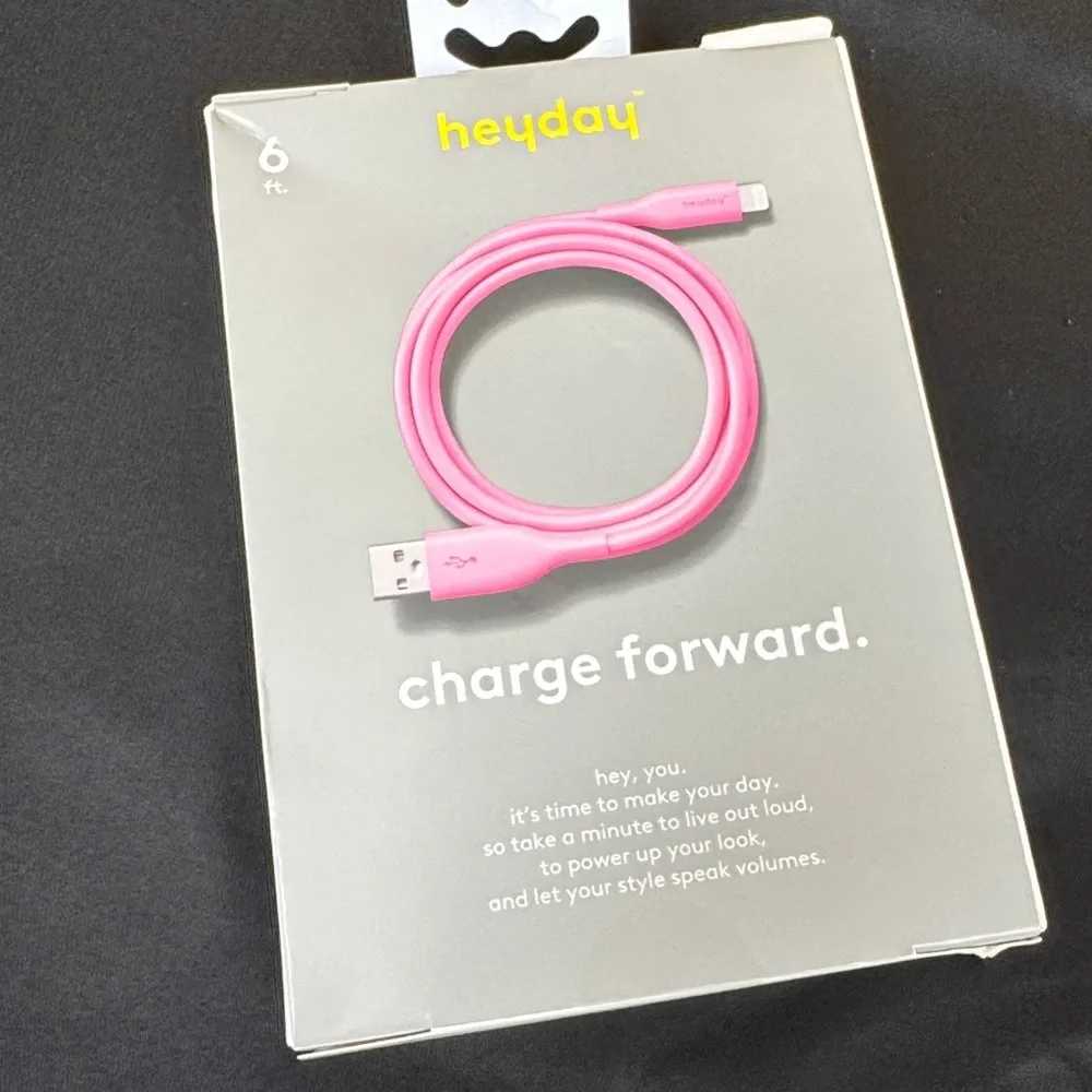 Heyday Pink Charging Cable for iPhone and iPad lightning to USB-A charger cord